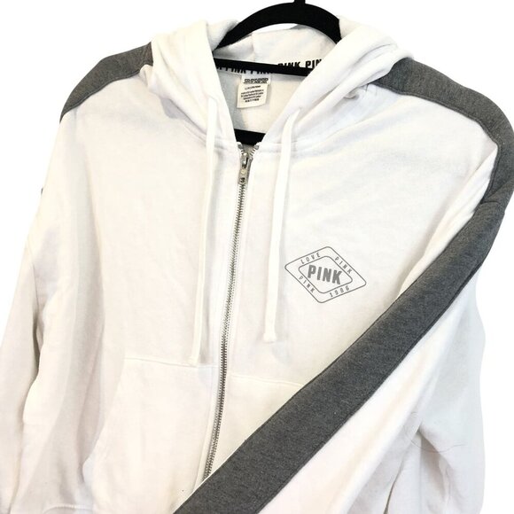 Victorias Secret Pink Cropped Zip-Up Hoodie Sweatshirt Love Pink Logo Size M - Picture 6 of 8